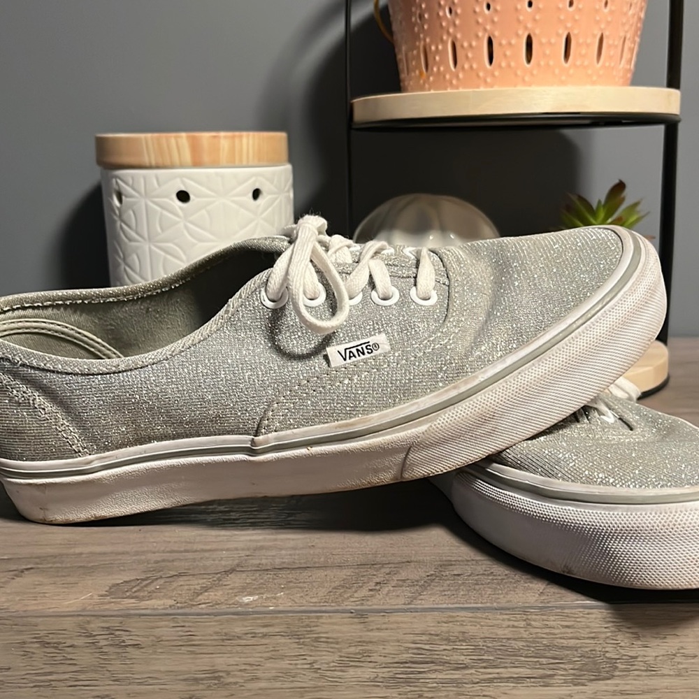 Silver sparkle Vans